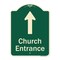 Signmission Designer Series-Church Entrance Ahead W/ Up Arrow Green Heavy-Gauge Aluminum, 24" x 18", G-1824-9991 A-DES-G-1824-9991 - alternate 1